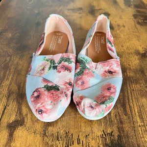 Toms Alpargata Women's sz 6 Classic Slip on Shoes Floral Rose Pink Sky Blue